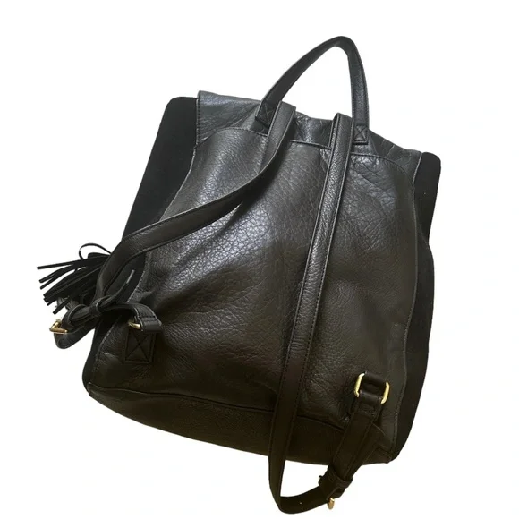 Margot black leather suede pack pack purse snap button & zipper closure … ALL LEATHER MARGOT NEW YORK PURSE CLUTCH T21/91 | Used  main image 4